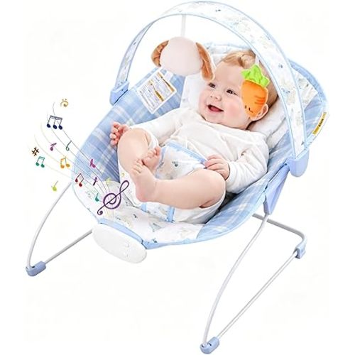 Baby Bouncer Seat, Portable Baby Bouncer 0-6 Months Up to 20 lbs