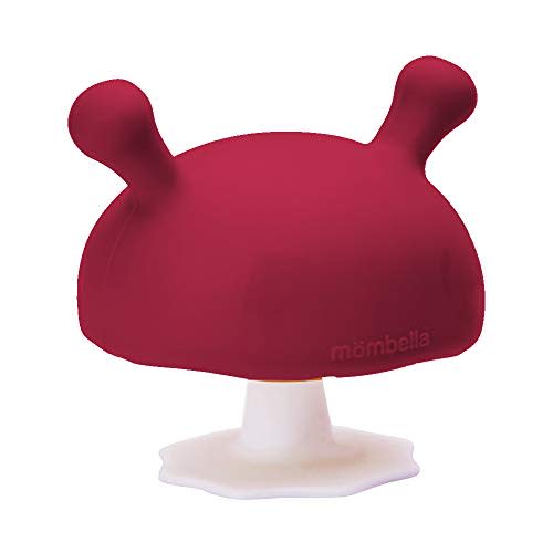 Mombella Mimi The Mushroom Soothing teether for Breast Feeding Baby who Does not take Pacifiers/Premature Baby who has weak jaw movement/0-6month with Sucking Needs. Chimney Red