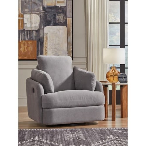 Modmax Gray Polyester Swivel Glider Rocker Recliner with Storage