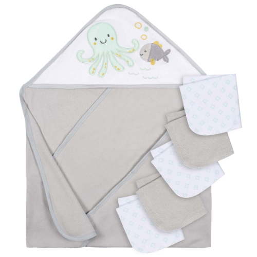Parent’s Choice Hooded Towel and 5 Washcloths Set, Neutral - Walmart.ca