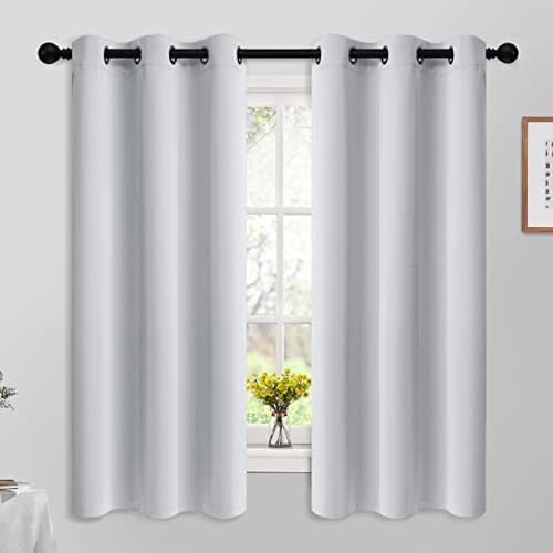 Yakamok Room Darkening Curtains 42x63 inch Length Greyish White-Living Room | 2 panels,grommet blackout window treatment,thermal insulated,light blocking drapes,privacy protection,bedroom dining room