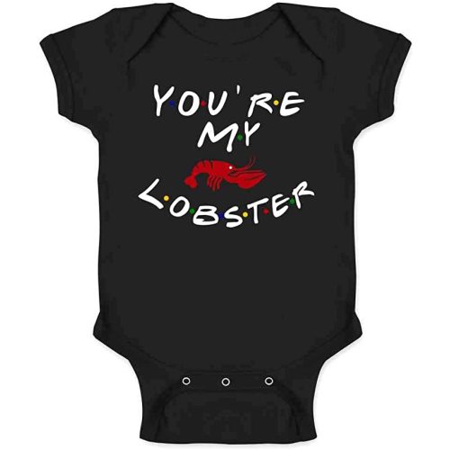 Pop Threads How You Doin Best Friends Funny Retro 90s Cute Infant Baby Boy Girl Bodysuit - 6 Months - My Lobster | Black | 4598