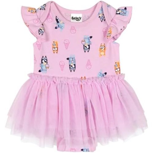 Bluey Baby Girls Ruffle Bodysuit Dress Newborn to Infant Sizes (Newborn - 24 Months)