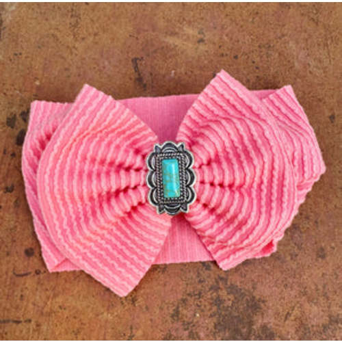 Pink and turquoise baby bow – Six shooter boutique