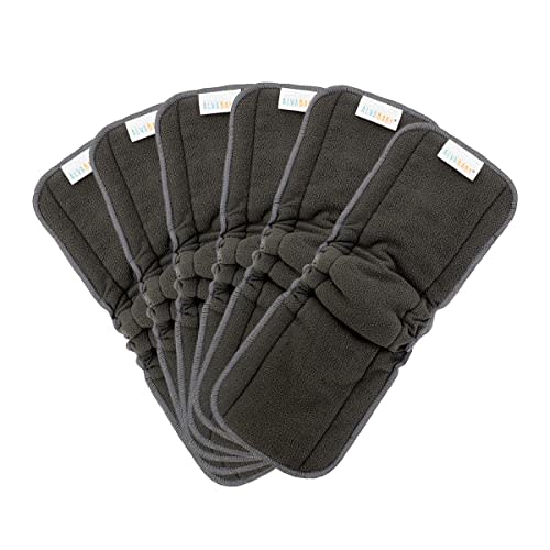 ALVABABY Reusable 4 Layers 6 Pack Inserts with Gussets for Baby Cloth Diaper and Cloth Diapers Covers 6FLN