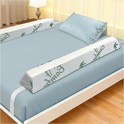 Baby Bed Bumpers for Toddlers with Adjustable Bandd, Foam Bed Guard Rail for Kids Bed Twin Full Queen King Size Bed, 2 Pack