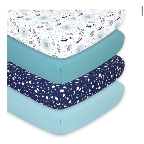 Space 4-Pack Fitted Crib Sheet Set