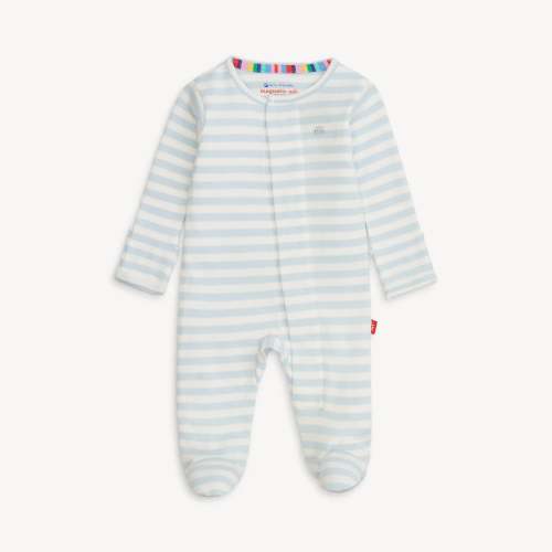 Magnetic Footie - Blue Stripe - Organic Cotton
