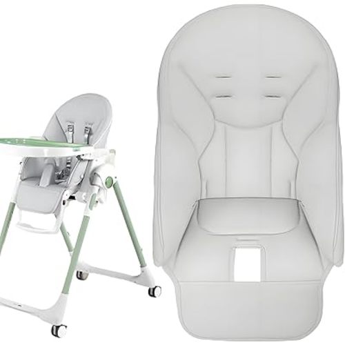 High Chair Cover Replacement Suitable for Peg Perego Siesta/Zero3, Baoneo, High Chair Seat Soft Cushion, Comfortable Cushion PU Leather, Gray