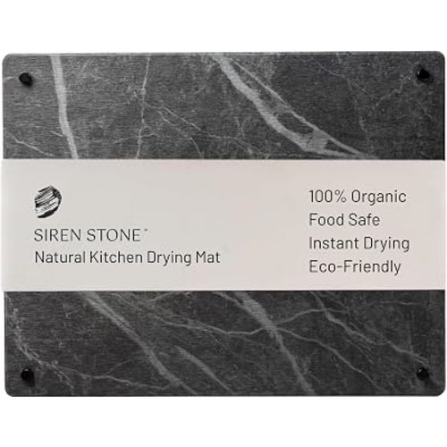 Natural Stone Dish Drying Mat 18" x 14", Slate Color - Diatomaceous Earth Kitchen Mat | Quick Drying, Non-Toxic, BPA-Free, Eco-Friendly | Female-Founded USA Brand