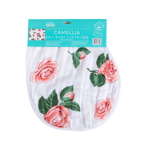 Burp Cloth & Bib: Camellia