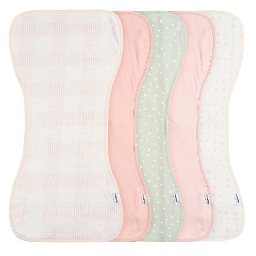 5-Pack Baby Girls Pink Plaid Jersey Burp Cloths