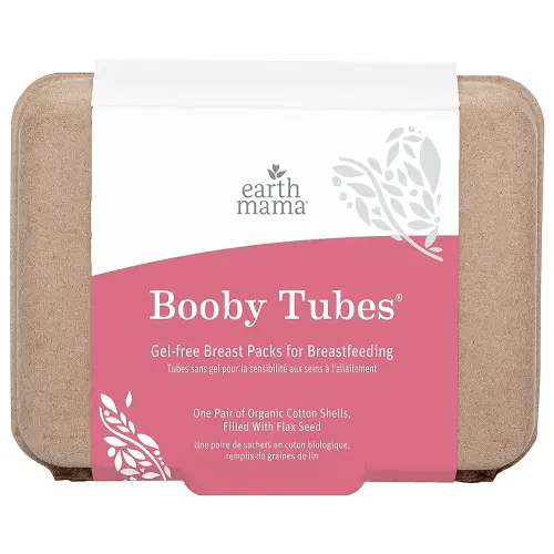 Earth Mama Booby Tubes | Gel-Free Hot & Cold Compress Nursing Packs for Breastfeeding & Tender Breasts, 4.2-Ounce
