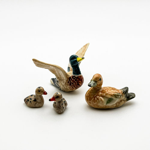 Mallard Duck Family Ceramic Figurines: Nature-Inspired Home Decor