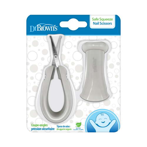 Dr. Brown's Safe Squeeze Nail Scissors with Rounded Blade Tip and 100% Silicone Handle for Infant & Baby