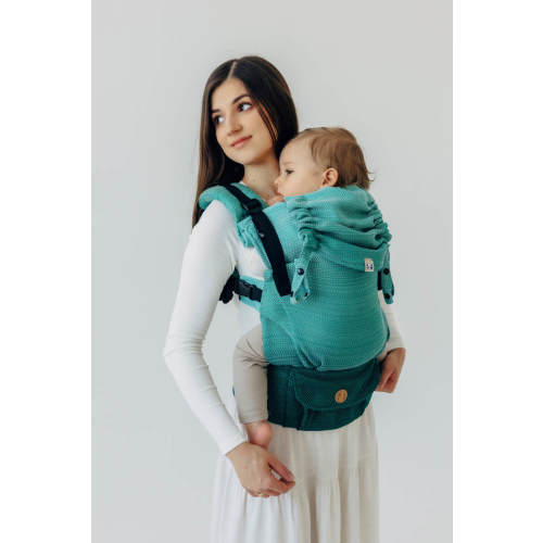 LennyUpGrade PRO Carrier, Standard Size, herringbone weave 100% cotton - LITTLE HERRINGBONE OMBRE GREEN
