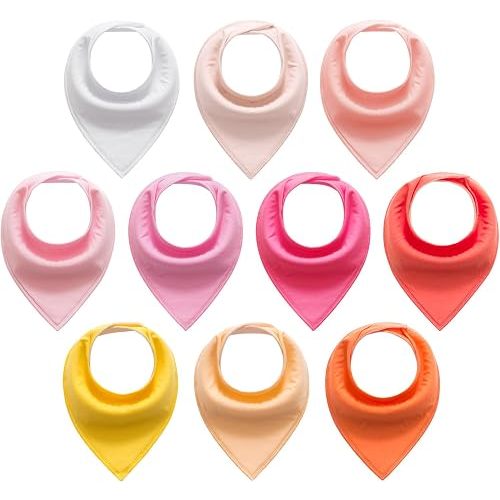 Baby Bibs Bandana Drool Bibs 10 Pack for Infant, Boys, Girls, Unisex 100% Cotton Drooling, Soft and Absorbent
