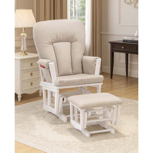 Suite Bebe, Nursery Rocking Chair, White Latte, with Ottoman