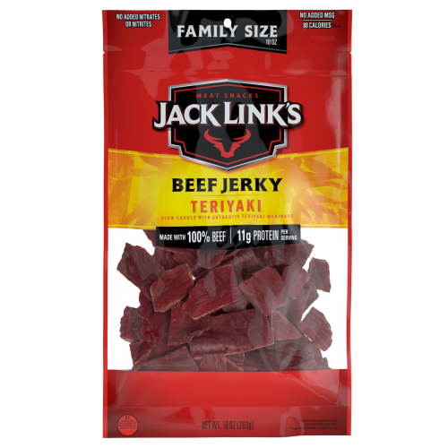 Jack Link's Original Tender Beef Jerky Bites, 100% Beef Teriyaki, 10oz Resealable Snack Bag