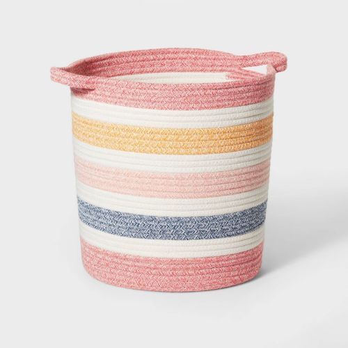 Medium Striped Coiled Rope Kids' Storage Bin - Pillowfort™: Polyester and Cotton Toy Basket