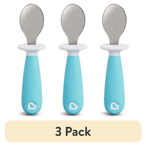 (3 pack) Munchkin® Raise™ Toddler Fork & Spoon Utensil Set, Blue