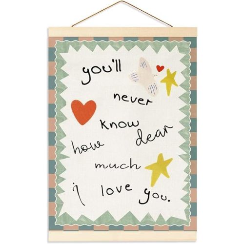 Cute Vintage Colorful for Nursery Decor Banner for Girls, Baby Girl Room Decor, Toddler Boy Room Decor, Playroom, You'll Never Know Dear How Much I Love You Hanging Flag Banner