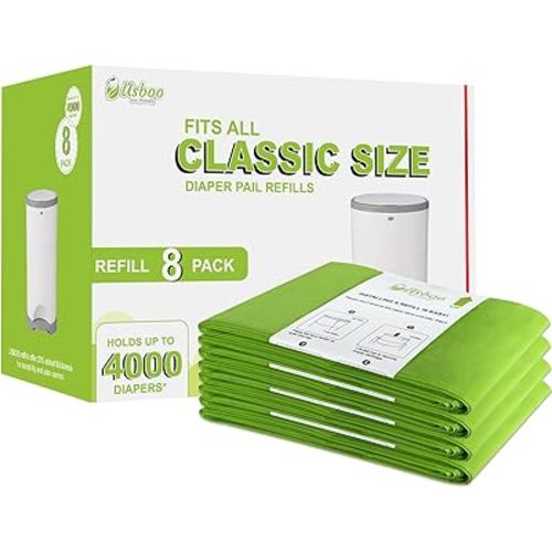 USBOO Refills Compatible with Dekor Classic Diaper Pail | 8 Pack | Disposable Diaper Pail Refill | Extra Thickness | Quick & Easy to Replace | Cherry Blossom Scented | Holds up to 4000 Diapers