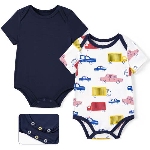 PatPat Newborn Baby Clothes Baby Girl Bodysuits Romper with Bamboo Viscose Short Sleeve Boys and Girls Newborn Infant Unisex Clothes 2Pack
