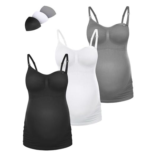 HOFISH Support Nursing Tank Tops for Breastfeeding, Comfort Stretch Maternity Camisoles