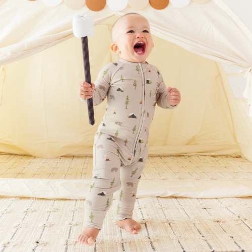 Gone Camping Small Ribbed Zip Romper