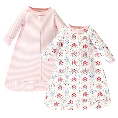Touched by Nature Unisex Baby Organic Cotton Long-Sleeve Wearable Sleeping Bag, Sack, Blanket, Floral Dot, 3-9 Months