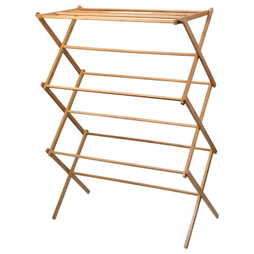 "Housewares Goods Wooden Clothes Drying Rack, 9 Bars, Collapsible, 14.5""x29.5""x41.75"