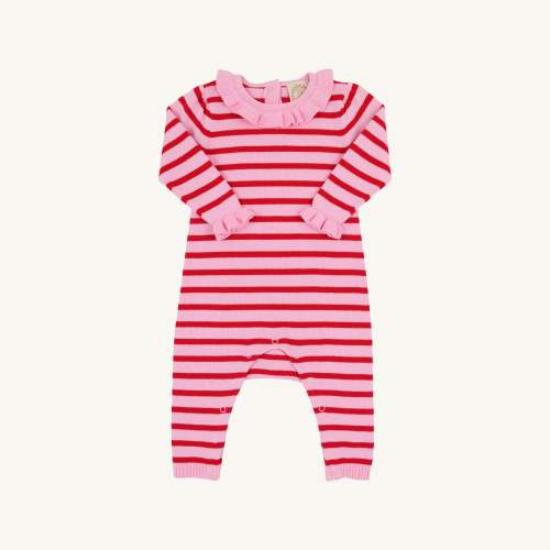 Reece Ruffle Romper - Richmond Red & Pier Party Pink Stripe