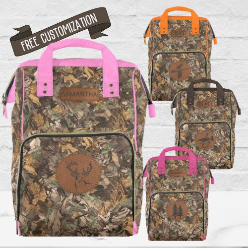 Personalized Camo Diaper Bag Pink Orange Camouflage Baby Bag for New Parent Gift Ideas for Camo Baby Shower Boy Girl Unisex Diaper Backpack
