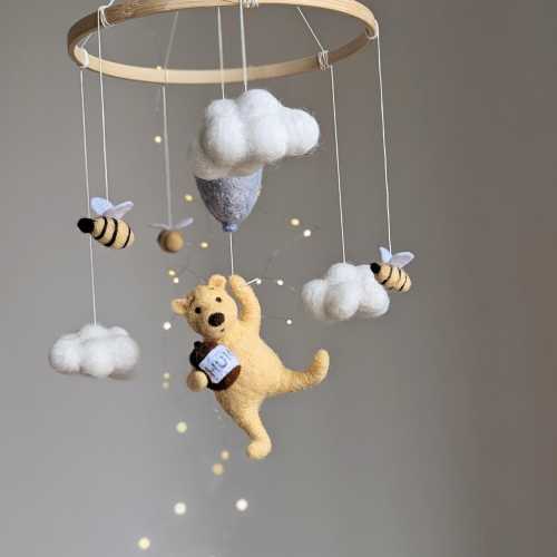 Classic Pooh Nursery, Fairytale mobile,  Baby crib cot mobile, Pooh bear mobile, Winnie the Pooh mobile, Imaginative mobiles, Pooh nursery