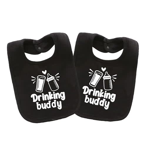 QIANWANYI Baby Twins Bibs Drinking Buddy Newborn Baby Bibs Cute Unisex Bibs Set Toddler Baby Boy Girl Bibs