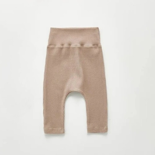 HighWaist Cotton Baby Leggings – Soft Solid Color Essentials (324M) – Mimou Babywear