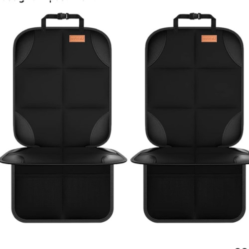 Car Seat Protector, Large Auto Protector for Child Seats with Thickest Padding and Non-Slip Backing Mesh Pockets for SUV, Sedan, Truck, Leather and Fabric - Black