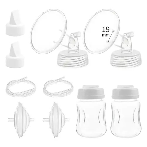 Pump Parts Compatible with Spectra S1/S2/9 Plus, Not Original Accessories, Full Set Replacements Include 19mm Flange, Duckbill Valve, Backflow Protector, Tubing and Bottle