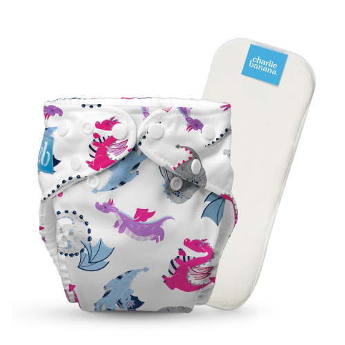 Charlie Banana Baby Washable Reusable Cloth Diapers One-Size Multicolor Lady Dragon - 1 Pack - 0.44 lb