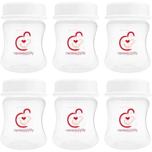 Nenesupply 4.7oz 6pc Wide Neck Breastmilk Storage Bottles Breast Pump Bottles Use on Pumping with Spectra S1 S2 Synergy Gold Breast Pumps Collection Replace Spectra Bottles for Pumping Wide Mouth