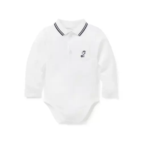 Baby White PEANUTS™ Snoopy Tennis Baby Polo Bodysuit by Janie and Jack