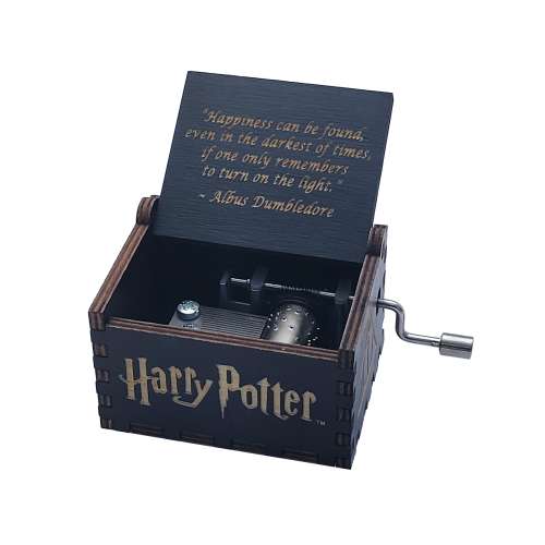 Harry Potter Black Mini Music Box, Featuring Music of Hedwig's Theme, Hand Crank