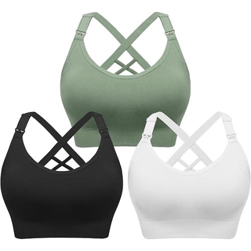 Angelhood Nursing Bras for Breastfeeding, Seamless Nursing Sports Bra Support Yoga Maternity Bras Pregnancy Sleep Bralette