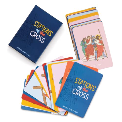 CATHOLIC FAMILY CRATE Stations of the Cross for Children, Flash Cards, Catholic Gifts