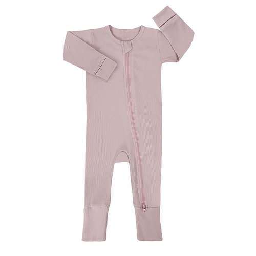 ENFLASH Unisex Baby 2 Way Zipper Footless Pajamas Ribbed Bamboo Viscose Long Sleeve Footed Sleepers Sleep 'N Play