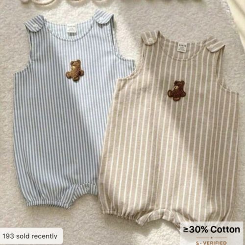 2pcs/Set Newborn Baby Boys Cute Poplin Solid Color Vest & Overall, Summer | SHEIN USA