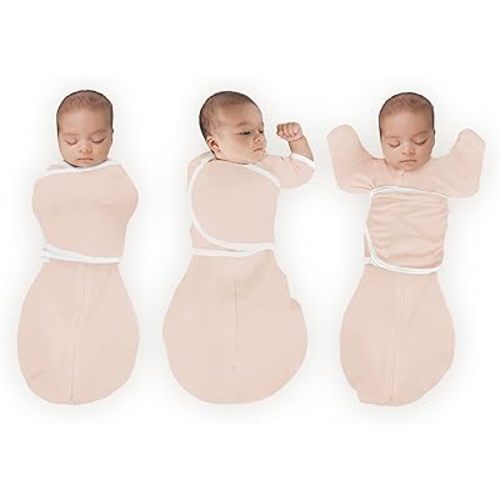SwaddleDesigns Organic 6-Way Omni Swaddle Sack Arms Up Swaddle for Newborn, More Options to Calm Startle Reflex, Improves Sleep, 12-18 lbs, Soft Pink