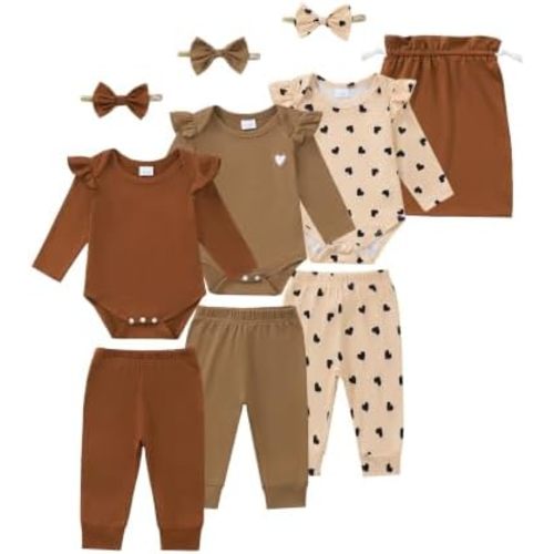 SUNNY PIGGY Newborn Baby Girl Clothes 10 Piece Infant Outfits 0-18 Months