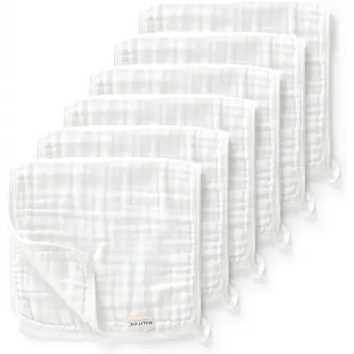 Maliton Muslin Burp Cloths for Baby 6 Pack Large 20''x10'' 100% Cotton Burp Cloths Absorbent and Soft 6 Layers Muslin Baby Stuff for Newborn Unisex(White, Pack of 7)